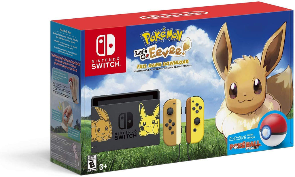 Nintendo Switch Console Bundle - Pikachu & Eevee Edition with Pokemon: Let's Go, Eevee! + Poke Ball Plus-USED